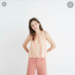 Madewell crop swing cotton plaid top
